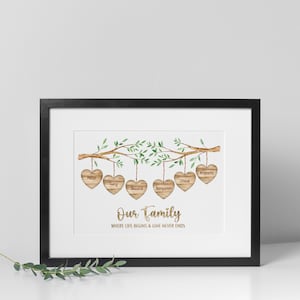 Personalised Family Tree Gift, Children&#39;s Names, Gift for Her, Mothers Print gift for Nan, Grandad