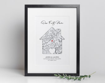 Personalised New House Print, Housewarming Map Gift, New Home Print, First Home Print, Home Sweet Home