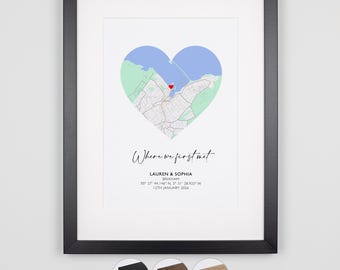 Personalised Where We Met Map Print, Wedding, Anniversary, Engagement Gift