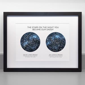 La nuit où vous êtes devenu mon père/maman, impression de carte des étoiles personnalisée, papier d'archives professionnel beaux-arts