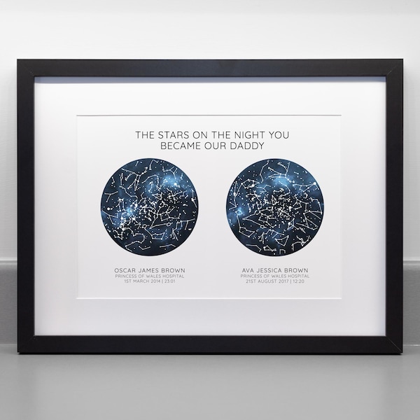 The Night You Became My Dad / Mum Personalised Star Map Print