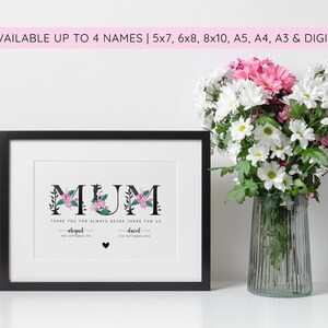 Personalised Mothers Day Gift, Children's Names and Date of Birth, Gift for Her, Christmas gift for mum