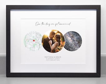 On The Night We Got Married Personalised Star Map Print, Anniversary Wedding Gift