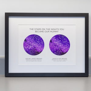 The Night You Became My Mummy / Daddy / Nanny Personalised Star Map Print, Mothers Day, Mom, Mum, Professional Fine Art Archival Paper