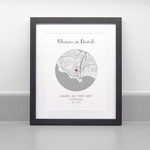 Impression personnalisée là où nous nous sommes rencontrés, cadeau pour la Saint-Valentin, papier d'archives beaux-arts professionnel, cadeau d'anniversaire de mariage