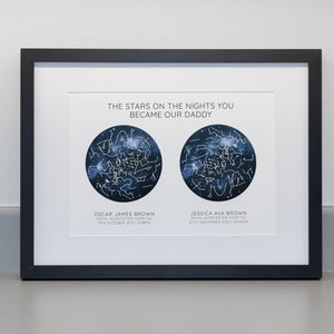 The Night You Became My Dad / Mum Personalised Star Map Print, Professional Fine Art Archival Paper image 1