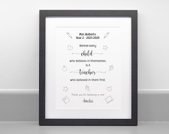 Personalised Teacher Print, End of Term, Teacher Gift Print