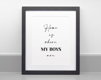 Home Is Where My Boys/Girls Are, Family Wall Art, Mothers Day, Gift for her, Gift for him