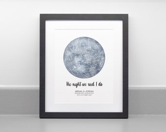 Personalised Star Map Print, Professional Fine Art Archival Paper, Wedding Valentines Anniversary Gift, Mothers Day