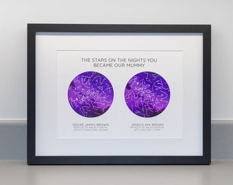 The Night You Became My Mummy / Daddy / Nanny Personalised Star Map Print, Mothers Day, Mom, Mum, Professional Fine Art Archival Paper