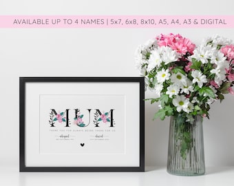 Personalised Mothers Day Gift, Children's Names and Date of Birth, Gift for Her, Christmas gift for mum
