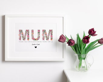 Personalised Mothers Day Birthday Gift, Children's Names, Gift for Her, Mothers Print gift for mum, nan, nanny