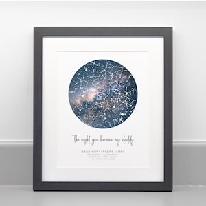 La nuit où vous êtes devenu mon père/maman, impression de carte des étoiles personnalisée, papier d'archives professionnel beaux-arts