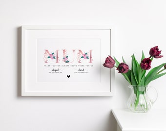 Personalised Mothers Day Gift, Children's Names and Date of Birth, Gift for Her, Mothers Day Print