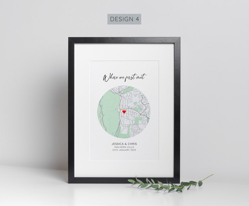 Personalised Where We First Met Print, Paper Wedding Gift, Anniversary Gift, Engagement Gift, Couple Gift Design 4