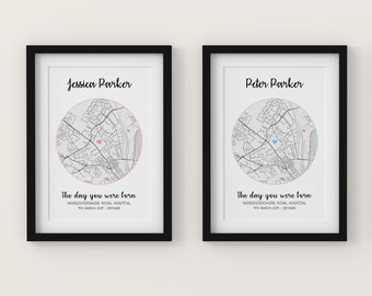 Personalised The Day You Were Born Print, Baby Child Map Gift, New Baby Map Print, New Baby Gift
