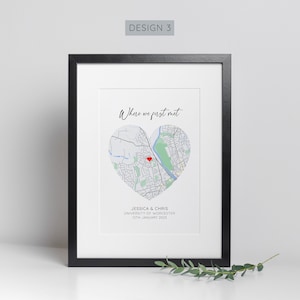 Personalised Where We First Met Print, Paper Wedding Gift, Anniversary Gift, Engagement Gift, Couple Gift Design 3