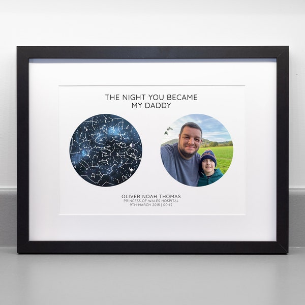 The Night You Became My Dad / Mum Personalisierte Sternenkarte, professionelles Fine Art Archivpapier