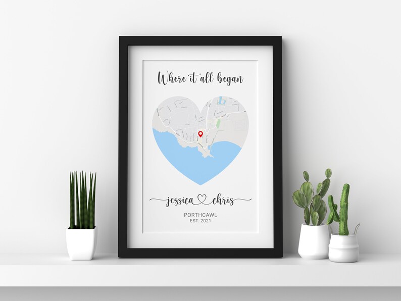 Personalised Where We First Met Print, Professional Fine Art Archival Paper, Wedding Valentines Anniversary Gift 