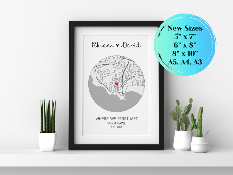 Personalised Where We First Met Print, Professional Fine Art Archival Paper, Wedding Valentines Anniversary Gift 