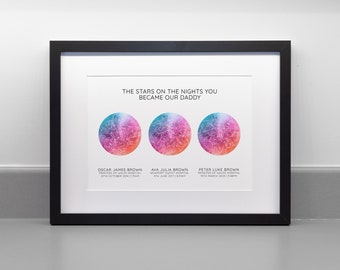 The Night You Became My Mummy / Daddy / Nanny Personalised Star Map Print, Mothers Day, Mom, Mum, Professional Fine Art Archival Paper