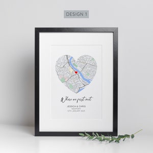 Personalised Where We First Met Print, Paper Wedding Gift, Anniversary Gift, Engagement Gift, Couple Gift Design 1