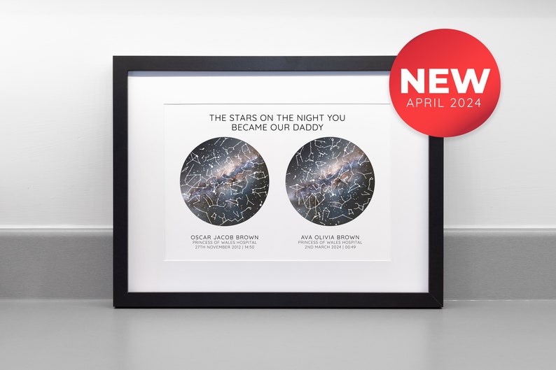 The Night You Became My Dad / Mum Personalised Star Map Print, Professional Fine Art Archival Paper image 2