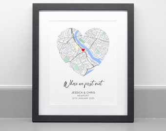 Personalised Where We First Met Print, Paper Wedding Gift, Anniversary Gift, Engagement Gift, Couple Gift