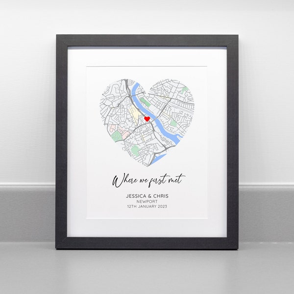 Personalised Where We First Met Print, Paper Wedding Gift, Anniversary Gift, Engagement Gift, Couple Gift