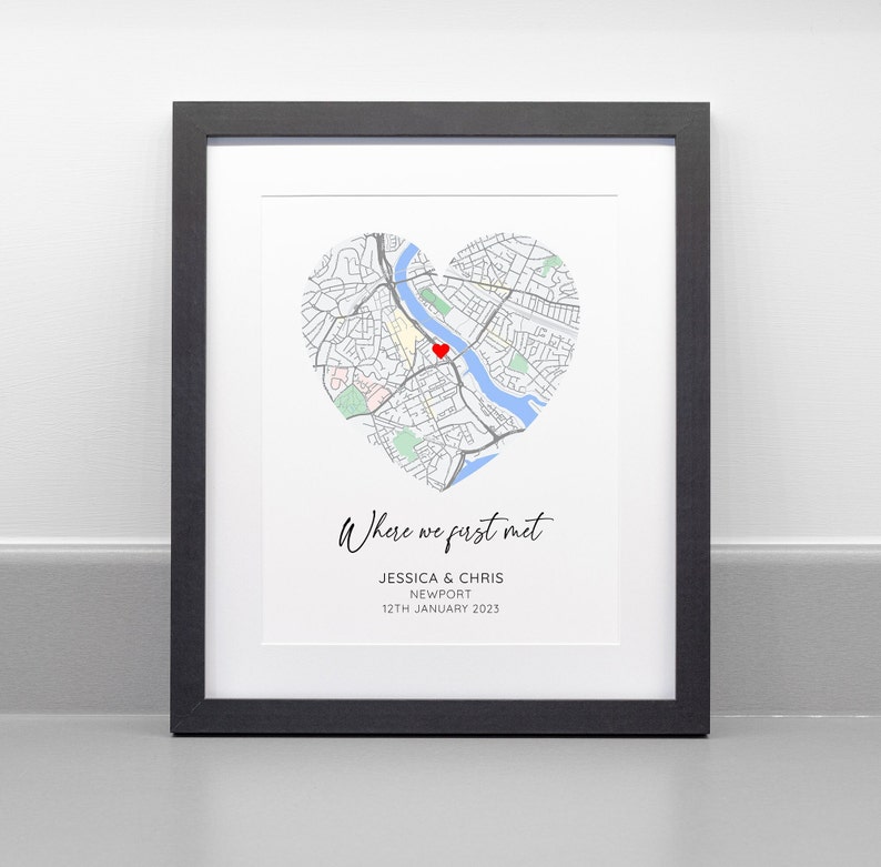 Personalised Where We First Met Print, Paper Wedding Gift, Anniversary Gift, Engagement Gift, Couple Gift image 1