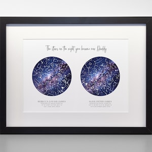 La nuit où vous êtes devenu mon père/maman, impression de carte des étoiles personnalisée, papier d'archives professionnel beaux-arts