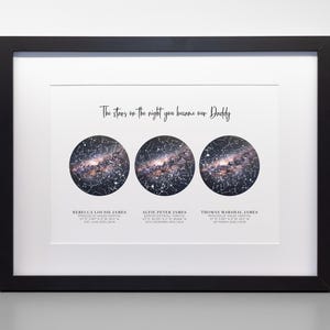 La nuit où vous êtes devenu mon père/maman, impression de carte des étoiles personnalisée, papier d'archives professionnel beaux-arts