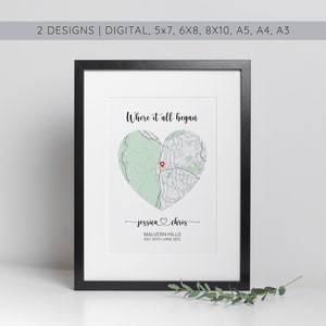 Impression personnalisée sur le lieu de notre première rencontre, cadeau de mariage, cadeau d'anniversaire, cadeau de fiançailles, cadeau pour couple