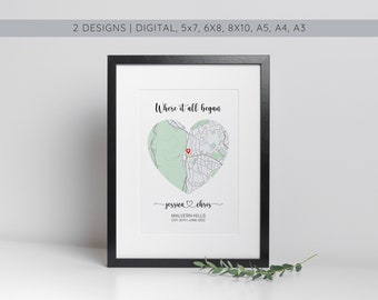 Personalised Where We First Met Print, Wedding Gift, Anniversary Gift, Engagement Gift, Couple Gift