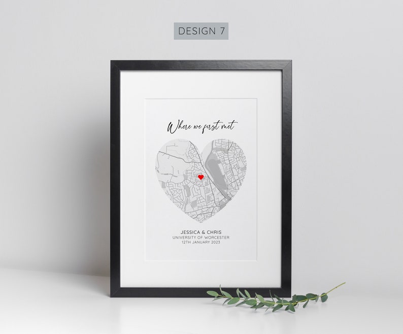 Personalised Where We First Met Print, Paper Wedding Gift, Anniversary Gift, Engagement Gift, Couple Gift Design 7