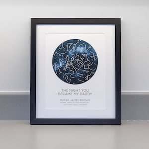 La nuit où vous êtes devenu mon père/maman, impression de carte des étoiles personnalisée, papier d'archives professionnel beaux-arts
