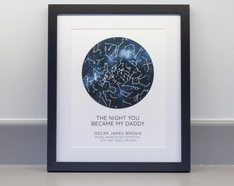 The Night You Became My Dad / Mum Personalised Star Map Print, Professional Fine Art Archival Paper