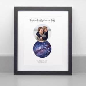 La nuit où vous êtes devenu mon père/maman, impression de carte des étoiles personnalisée, papier d'archives professionnel beaux-arts