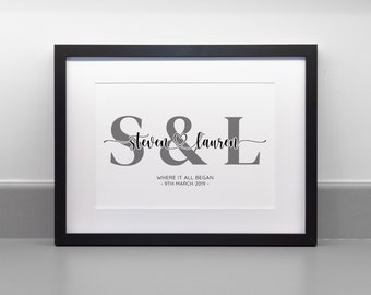 Personalised Name Print, Valentines Day Gift, Wedding Print, Couple Print, Anniversary Gift, For Him, For Her.