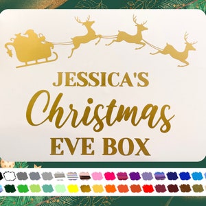 Personalised Christmas Eve Box Sticker, Vinyl Decal, 36 Colours, Multiple Sizes, Chrome, Holographic.