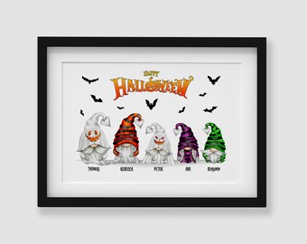Personalized Halloween Gnome Family Print, Gonk Gift (Digital Option)