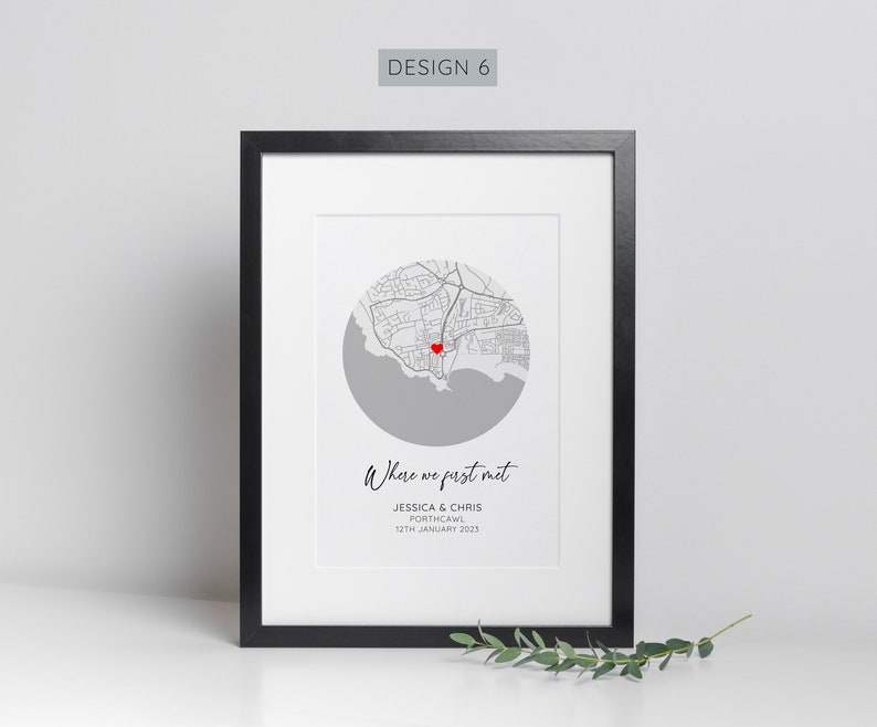 Personalised Where We First Met Print, Paper Wedding Gift, Anniversary Gift, Engagement Gift, Couple Gift Design 6