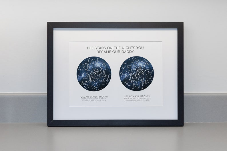 The Night You Became My Dad / Mum Personalised Star Map Print, Professional Fine Art Archival Paper image 1