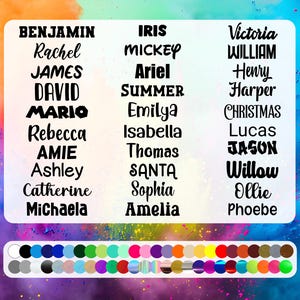 Custom Name Vinyl Stickers, 56 Colours, 36 Fonts, Decals, Personalised Name Vinyl, Holographic, Chrome, Fluorescent, Brushed