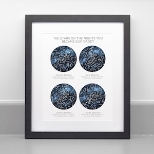 La nuit où vous êtes devenu mon père/maman, impression de carte des étoiles personnalisée, papier d'archives professionnel beaux-arts