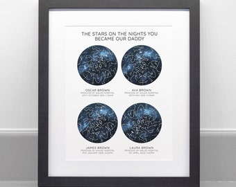 The Night You Became My Dad / Mum Personalised Star Map Print, Professional Fine Art Archival Paper