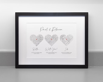 Impression personnalisée Hello Will You I Do, papier d'archives beaux-arts professionnel, cadeau d'anniversaire de mariage