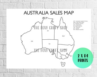 Australia Sales Map Print, Customised Postcode Map, A4 Prints