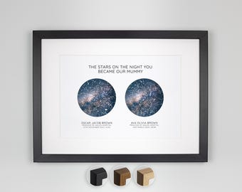Personalised Star Map Print, New Parent Gift, Mother's Father's Day, Archival Fine Art Paper