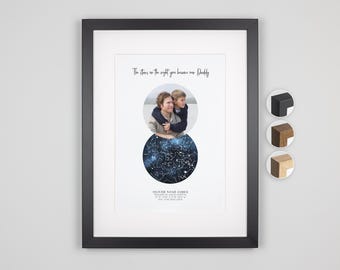 Personalized Star Map Photo Print, Father's Day Gift, Christmas, Birthday Gift